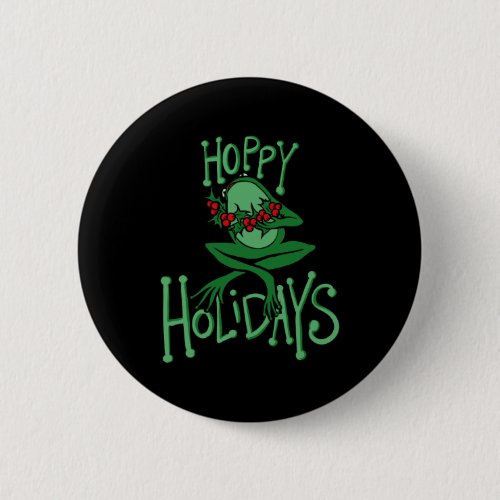 Hoppy Holidays Funny Christmas Frog Button