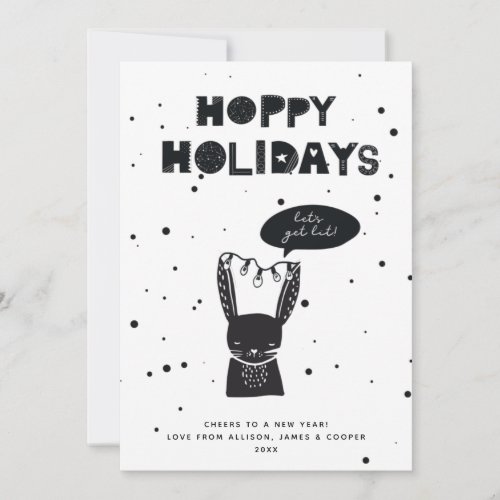 Hoppy Holidays Lets get lit Fun Chic Scandinavian Holiday Card