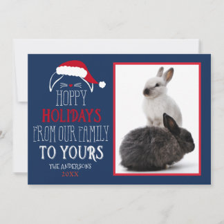 Hoppy Holidays Pet Rabbit Photo Flat Card
