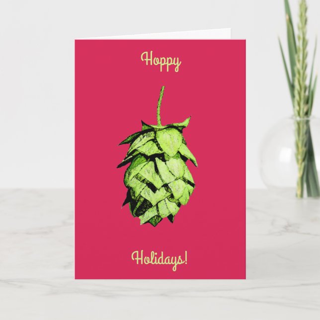 Hoppy Holidays!  Stunning hop , cheery greetings! Holiday Card (Front)
