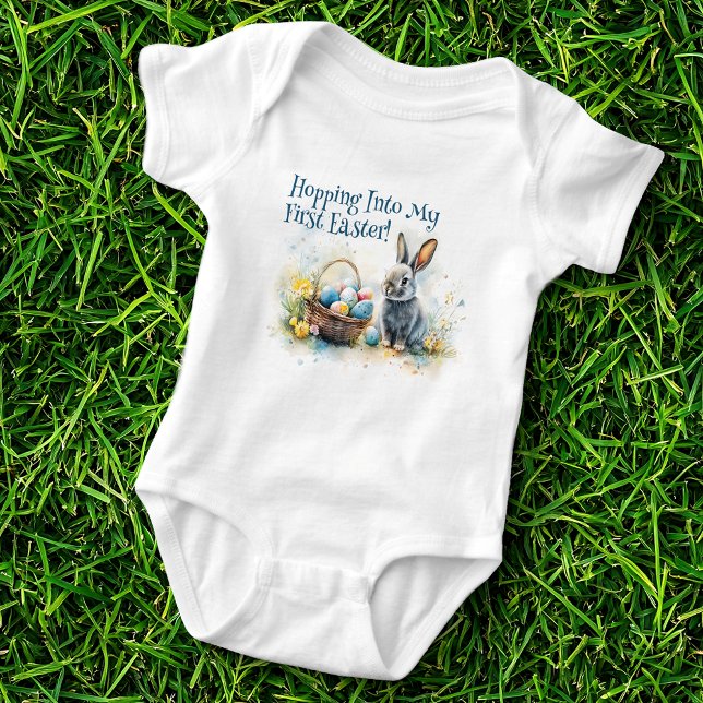 Hoppy Into My First Easter Watercolor Baby Bodysuit (Creator Uploaded)