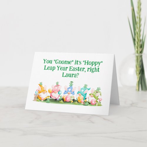 Hoppy Leap Year Easter Gnomes Bunnies Frogs Eggs Card