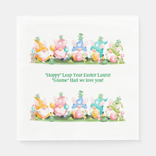 Hoppy Leap Year Easter Gnomes Bunnies Frogs Eggs Napkins