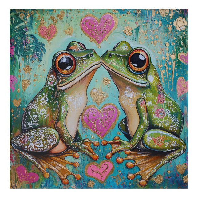 Hoppy Love- Whimsical Frog Acrylic Wall Art (Front)