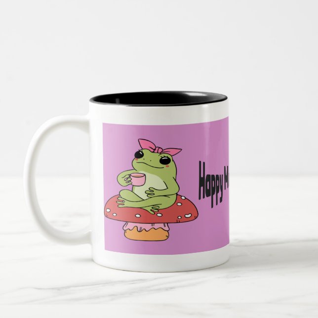 Hoppy Mushroom Funginess Two-Tone Coffee Mug (Left)