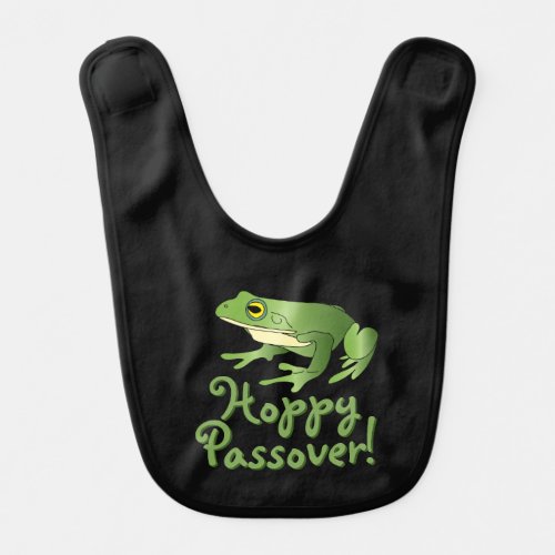 Hoppy Passover _ Single Frog _ Black Baby Bib