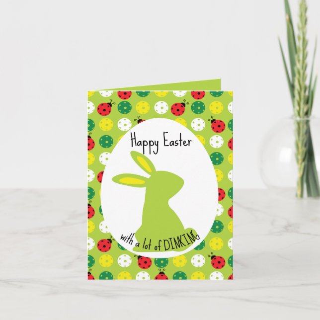 🐰 Hoppy Pickleball Easter, cute green Card (Front)