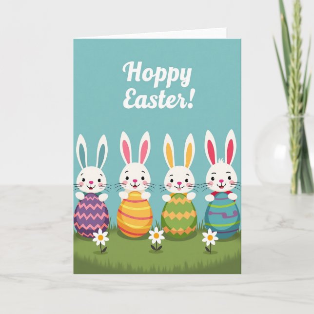 Hoppy Spring Bunnies Egg Card (Front)