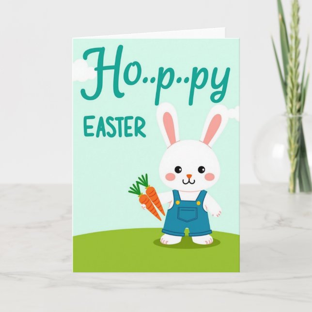 Hoppy Spring Holiday Bunny Card (Front)