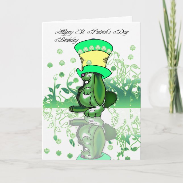 Hoppy St. Patrick's Day Birthday, Saint Patrick's Card (Front)