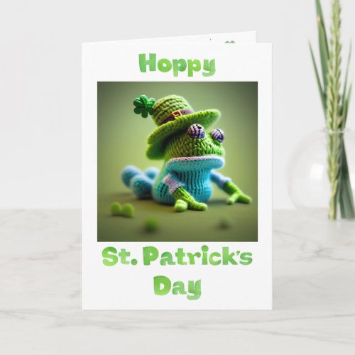 Hoppy St Patricks Day Wooly Frog Card
