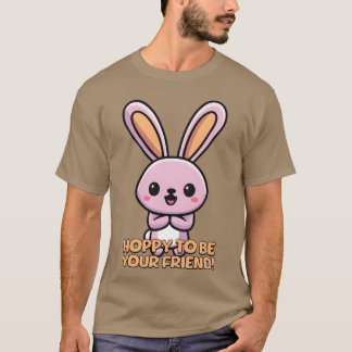 Hoppy to be your friend Cute Bunny Cartoon vintage T-Shirt