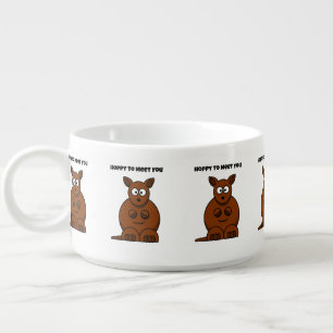 Hoppy to Meet You Kangaroo Funny Cartoon Bowl