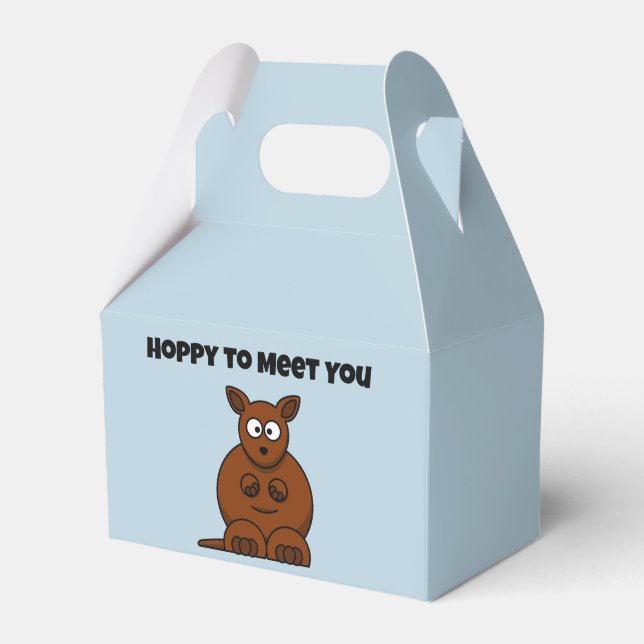 Hoppy to Meet You Kangaroo Funny Cartoon Favor Boxes (Front Side)