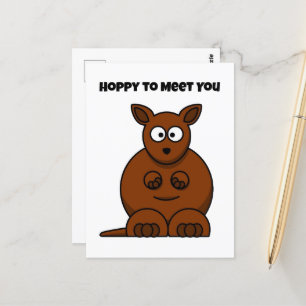 Hoppy to Meet You Kangaroo Funny Cartoon Postcard