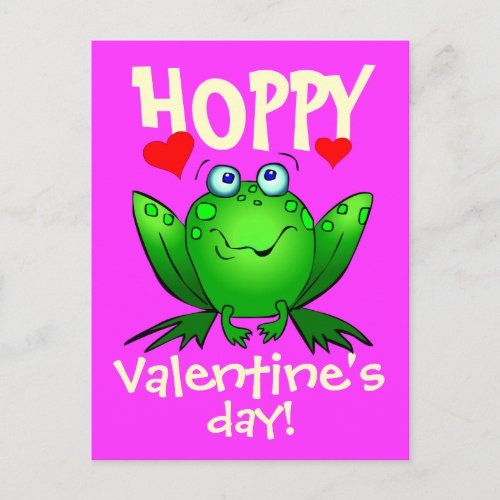 Hoppy Valentines Day Cartoon Frog Postcard