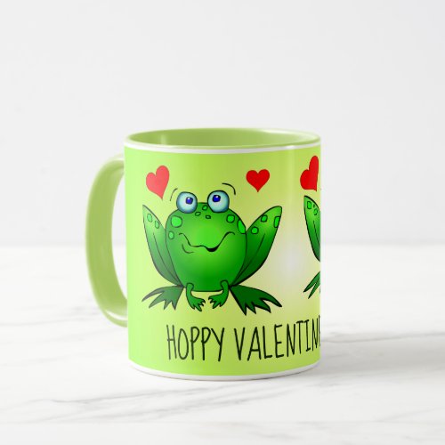 Hoppy Valentines Day Cute Frogs w Hearts Mug