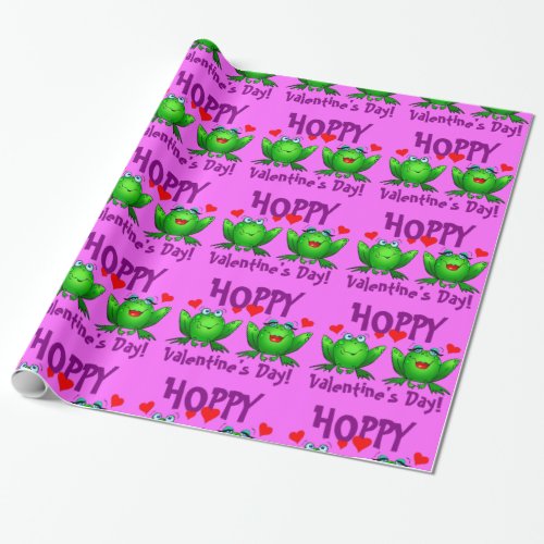 Hoppy Valentines Day Cute Frogs Wrapping Paper