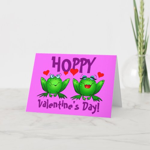 Hoppy Valentines Day Funny Frogs Holiday Card