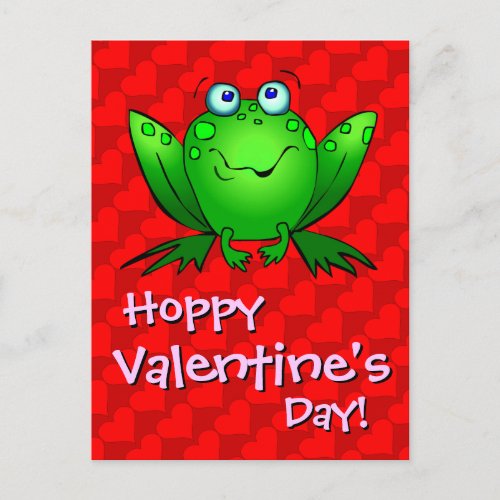 Hoppy Valentines Day Red Hearts Frog Postcard