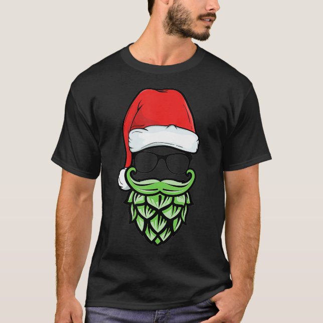 Hops Beard Hipster Santa Christmas Beer Lover T-Shirt (Front)