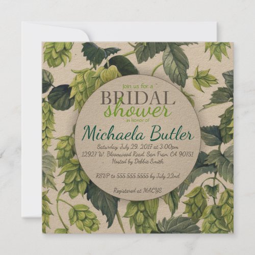 Hops Beer Bridal Shower Invitation