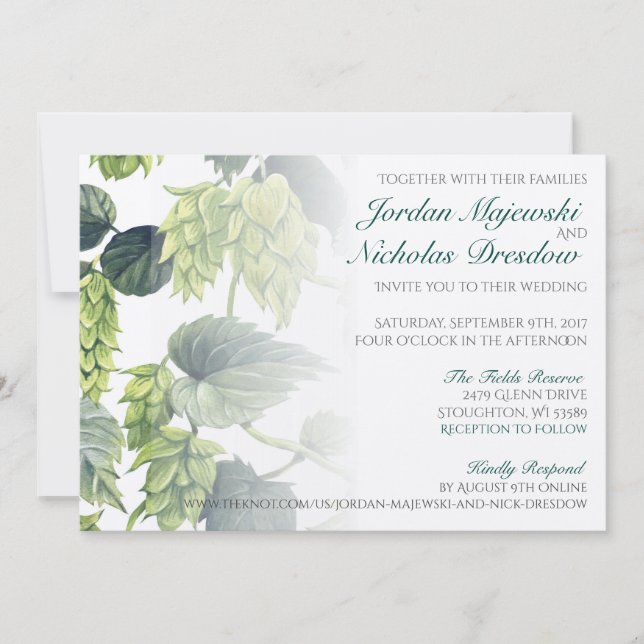 Hops, Beer Wedding Collection Invitation (Front)
