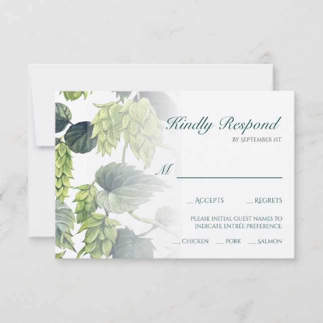Hops, Beer Wedding Collection RSVP Card (Front)