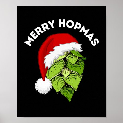 Hops Christmas Beer Brewing Lover Bartender Poster