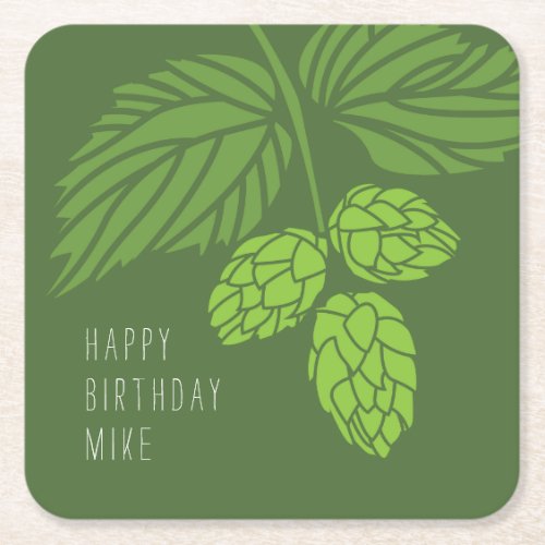 Hops Coasters Beer Tasting Party Birthday Square Paper Coaster