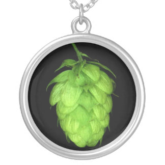 Hops cone silver plated necklace