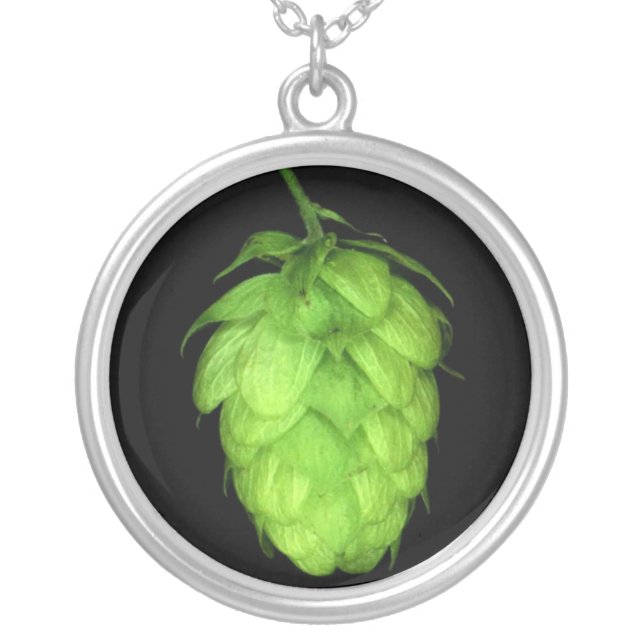 Hops cone silver plated necklace (Front)