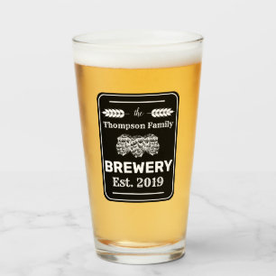 Hops Family Brewery Beer Glass