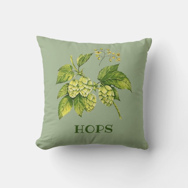 Hops Flowers and Leaves Design Throw Pillow