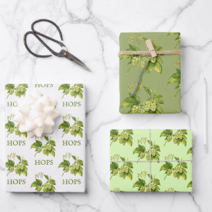 Hops Flowers and Leaves Design Wrapping Paper