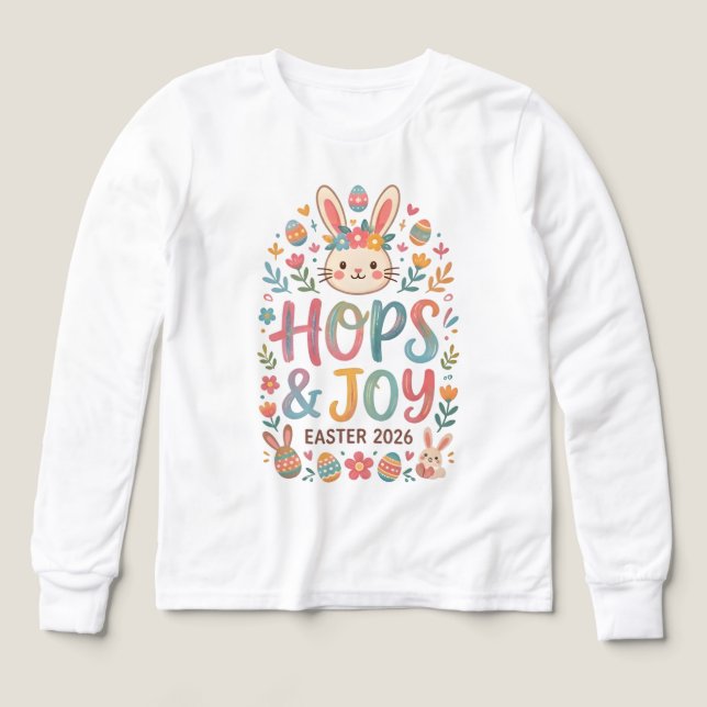 Hops & Joy Easter Shirt for Kids (Design Front)