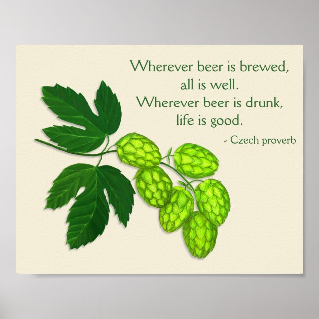 Hops Plant Beer Brewing Print with (Front)