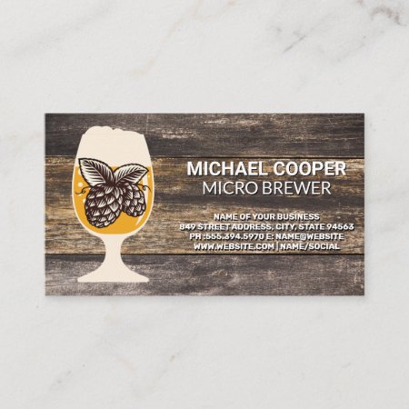 Hops | Wooden Boards | Beer Glass Business Card