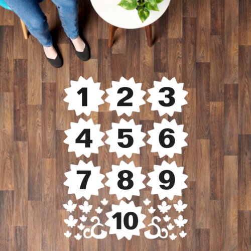 Hopscotch Classroom Game 10 Flowers Black White Floor Decals