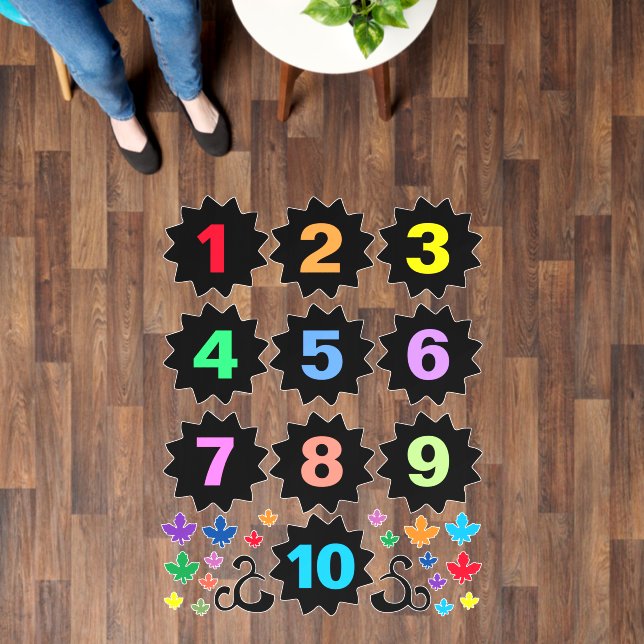 Hopscotch Classroom Game 10 Numbers Flowers Leaves Floor Decals (Floor)
