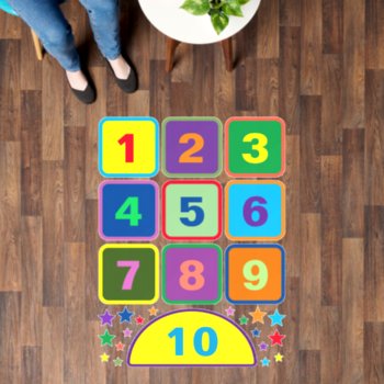 Hopscotch Classroom Game 10 Numbers Stars Colorful Floor Decals by LaborAndLeisure at Zazzle