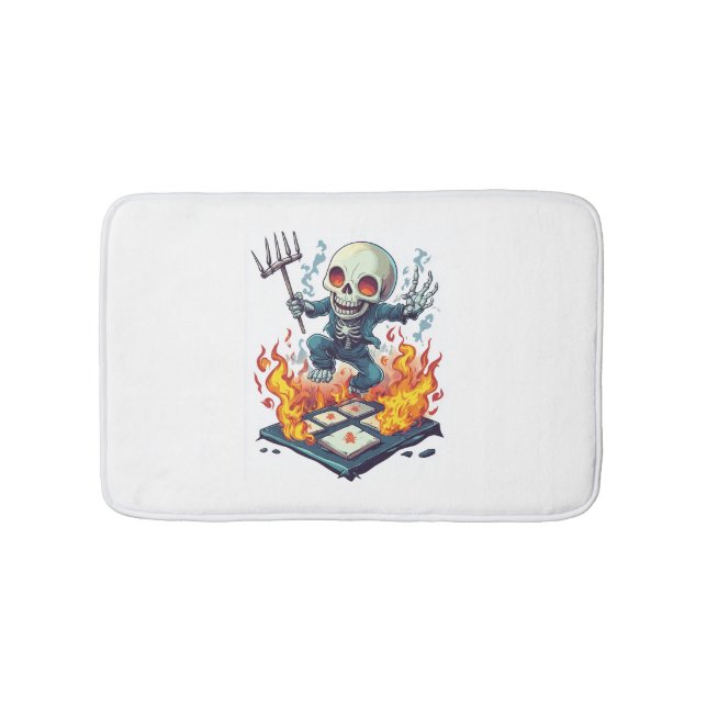 Hopscotch from Hell – Funny Demon Skull Bath Mat (Front)