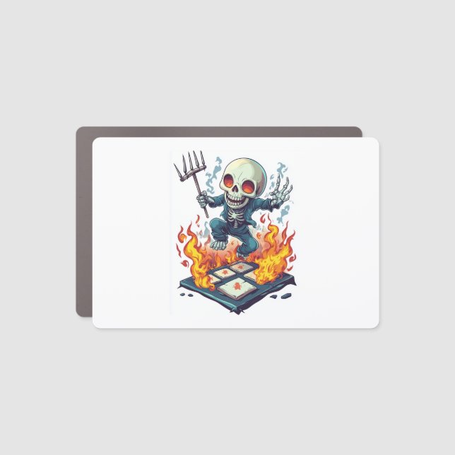 Hopscotch from Hell – Funny Demon Skull Car Magnet (Front)