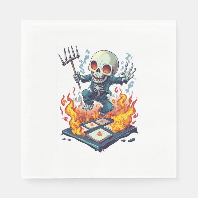 Hopscotch from Hell – Funny Demon Skull Napkins (Front)