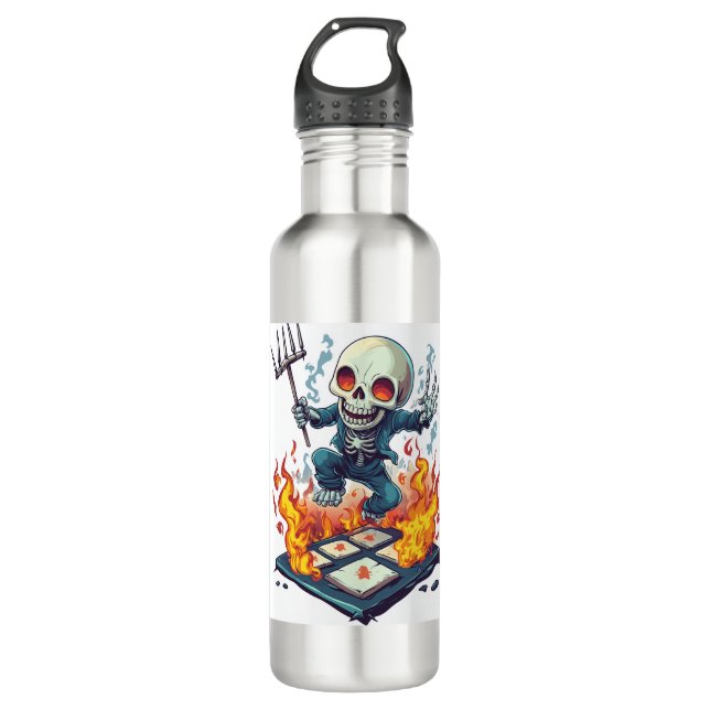 Hopscotch from Hell � Funny Demon Skull Stainless Steel Water Bottle (Front)