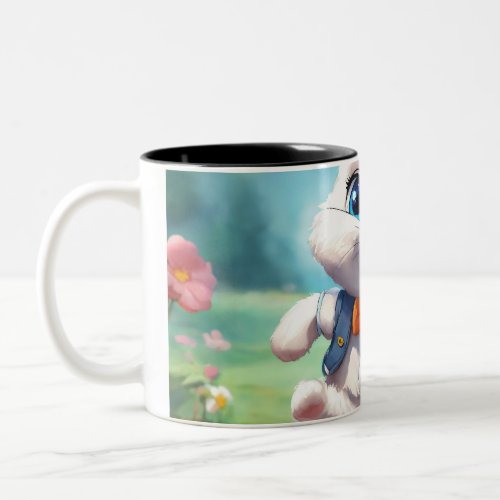 Hopscotch Harmony Whimsical Rabbits Frolicking  Two_Tone Coffee Mug
