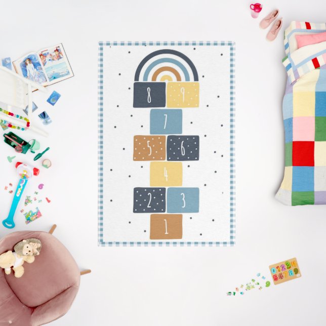 Hopscotch Scandinavian Rainbow Kids Playroom Outdoor Rug (Insitu (Babyroom))