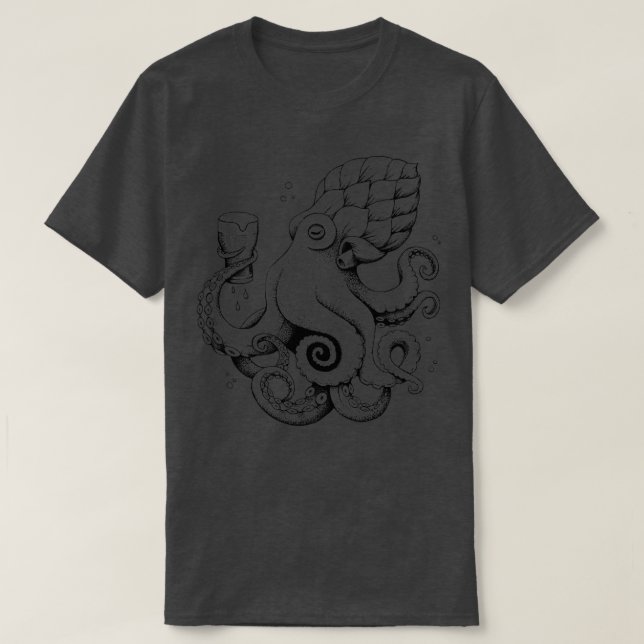 Hoptopus The Beer Drinking Octopus T-Shirt (Design Front)