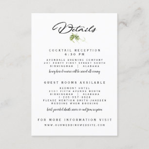 Hopvine Wedding Invitation Reception Details Card