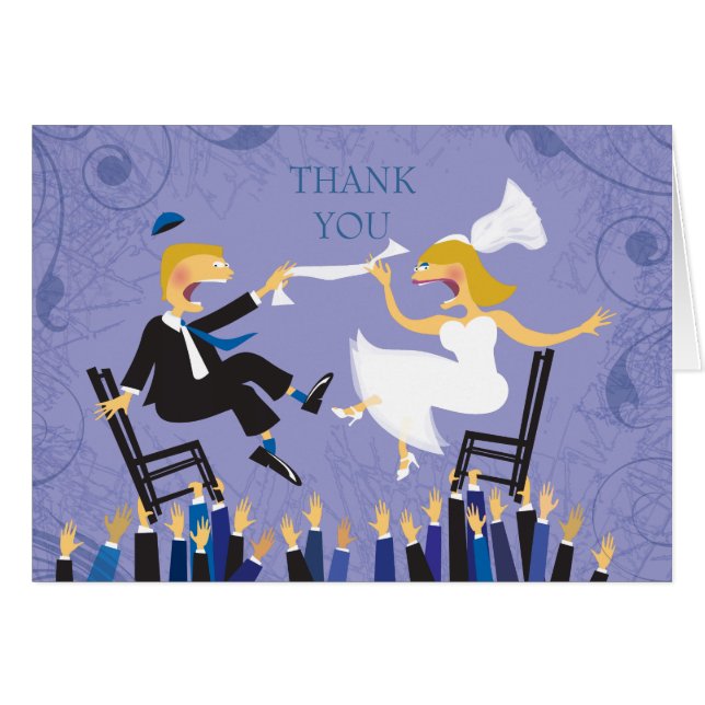 HORAH CHAIR DANCE Wedding Thank You Card (Front Horizontal)